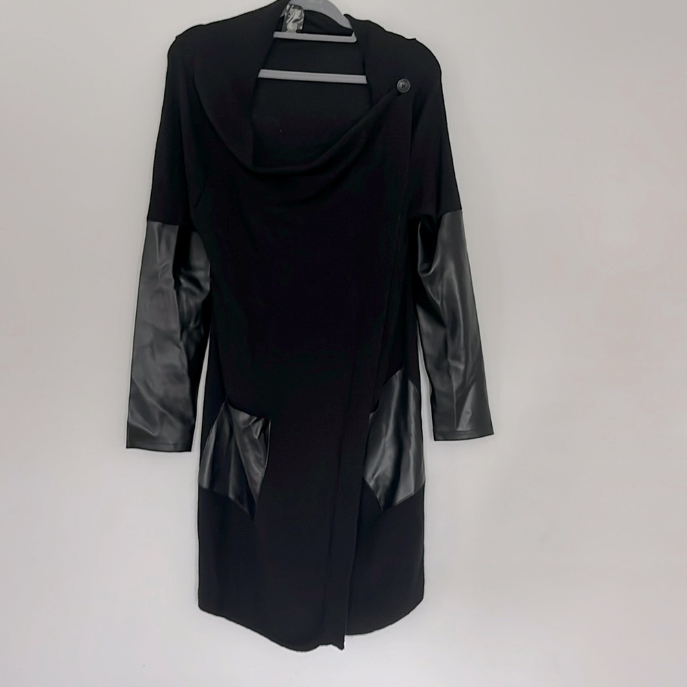 BLANK NYC M Shawl with faux leather pockets and sleeves.